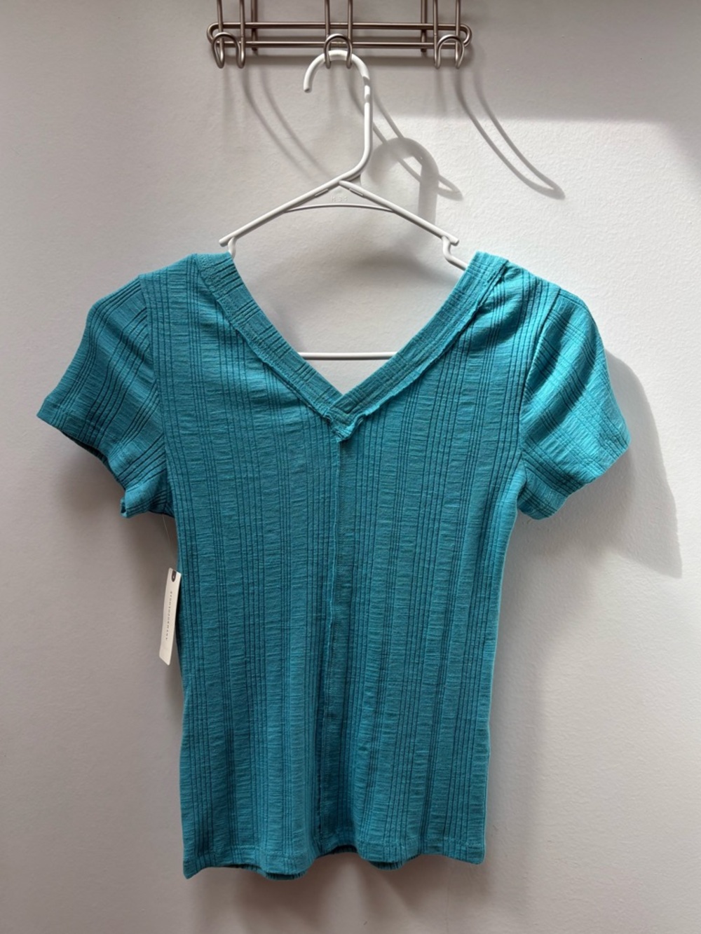 Pilcro Ribbed V-Neck Short Sleeve Top - Picture 2 of 7
